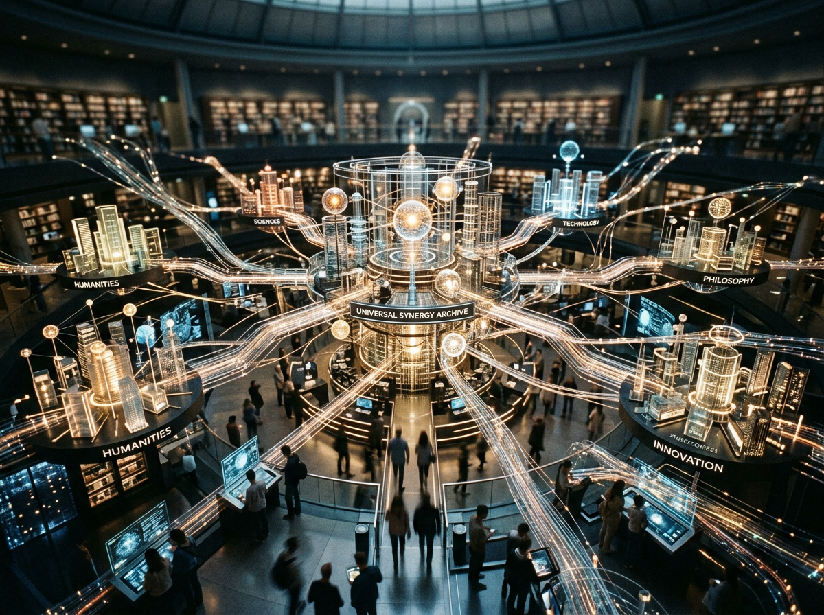 Digital archive hub linking humanities, sciences, technology, philosophy, and innovation sectors
